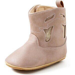 Newborn Boys Girl Twillight Pink Rubber Non-Slip Soft Sole First Walker Booties